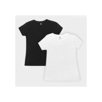 Kit Camiseta Básica Hering Manga Curta Feminina 2 Peças - Branco+Preto