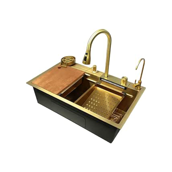 Cuba Inox Dourada Pia Cozinha Gourmet Luxo 75x46cm