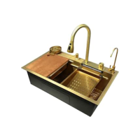 Cuba Inox Dourada Pia Cozinha Gourmet Luxo 75x46cm