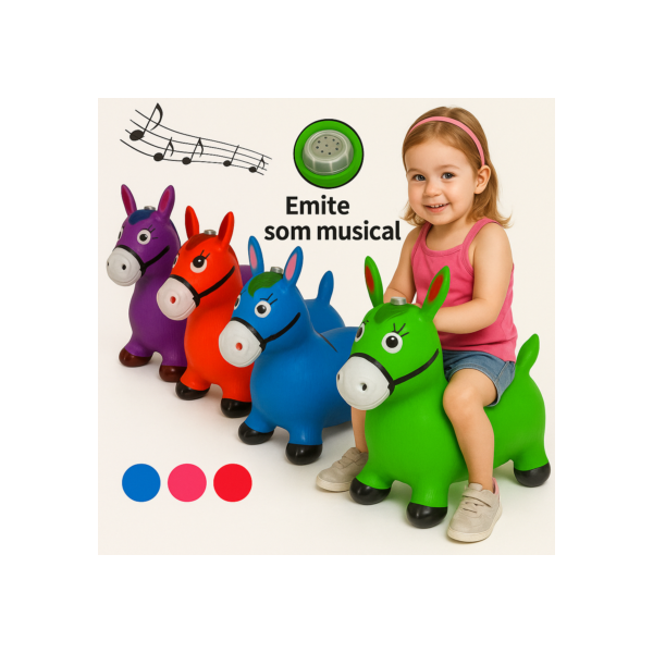 Cavalinho Upa Upa inflavel Pocoto Brinquedo Pula Pula Musica Infantil Com Musica e Led