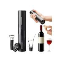 Abridor de Vinho Elétrico Recarregável Kit 4 em 1 com Acessórios Saca Rolha Tampa a Vácuo Decanter Cortador de Lacre PREMIUM