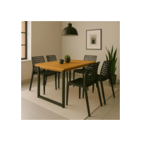 Set Mesa De Jantar 120x90 4 Cadeiras Sofisticado Industrial