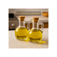 Kit 2 Galheteiros 10cm Porta Azeite Vinagre Vidro Tampa Cortiça 180 ml Lyor