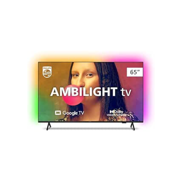 Smart TV Philips Ambilight 65" 4K 65PUG7908/79, Google TV, Comando de Voz, Dolby Vision/Atmos, VRR/ALLM, Bluetooth