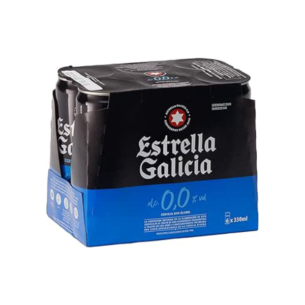 Pack de Cerveja Estrella Galicia 0,0% LT 330ml - 6 Unidades
