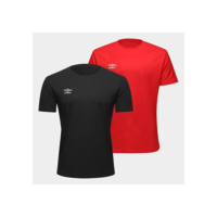 Kit Camisa Umbro TWR Striker Masculina - 2 Peças - Vermelho+Preto