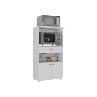 Armário Multiuso para Forno e Microondas 2 Portas 1 Gaveta Multimóveis Branco Brilho