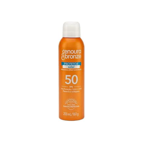 Protetor Solar Aerossol Cenoura E Bronze Fps50 200Ml, Cenoura E Bronze
