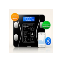 Balança Bioimpedância Digital Preta 180kg App Gratuito P/ Android E Para Ios Bioimpedancia Inbody Pediatrica Profissional Academia Nutricionista Balanca Bioimpedancia Corporal Antiderrapante Epsilon