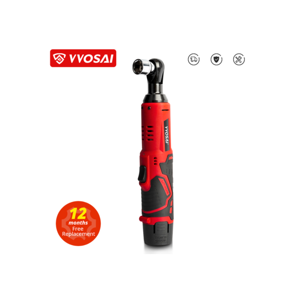 VVosai 45nm chave elétrica sem fio 12v 3/8 conjunto chave de catraca ângulo broca chave de fenda para remoção de porca do parafuso ferramenta de reparo do carro