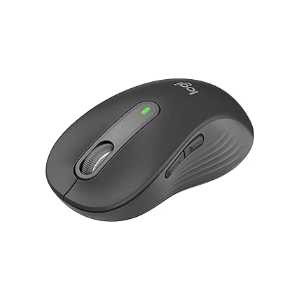 Mouse Sem Fio Logitech Signature M650 L com Design de Tamanho Padrão, Clique Silencioso, Botões Laterais Personalizáveis, Conexão USB e Bluetooth - Grafite