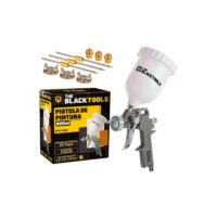 Pistola Pintura Gravidade 600ml + 3 Bicos 1.2 1.5 1.8 Mm Preto