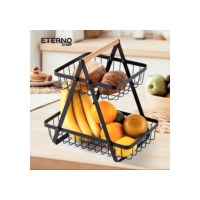 Fruteira de Mesa Média Premium Cesta Frutas Mesa 33cm Altura Aramado 2 Andares Organizador Multiuso