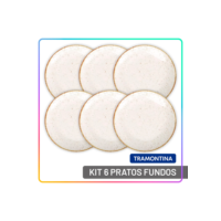 Jogo Pratos Fundos 22 cm Tramontina Rústico Porcelana 6 Peças