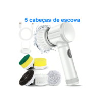 Escova Eletrica de Limpeza 5 em 1 Sem Fio Limpador Multiuso Pratico Para Cozinha Banheiro prático