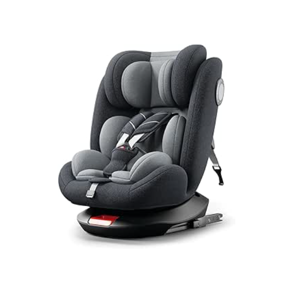 Zippy Toys, Cadeirinha de Bebê para Carro Isofix Couro Ecológico Giro 360 Compacta para Viagens, Preto e Cinza