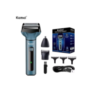 Barbeador Elétrico 3 em 1 Profissional Kemei KM-1433 Depilador Elétrico Bivolt Portátil sem fio
