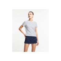 Camiseta em Algodão com Listras Azul/Branco