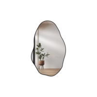 Espelho Orgânico Pedra 80x50cm Design Moderno com Moldura em Couro para Decoração Sofisticada (Preto)