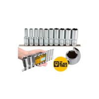 Jogo De Soquetes Longos Sextavado 1/2 Pol Aço Crv 10 A 22mm Tks100 The Black Tools