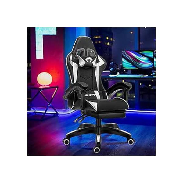 Cadeira Ergonomica Gamer Com Apoio Para Os Pés Branco