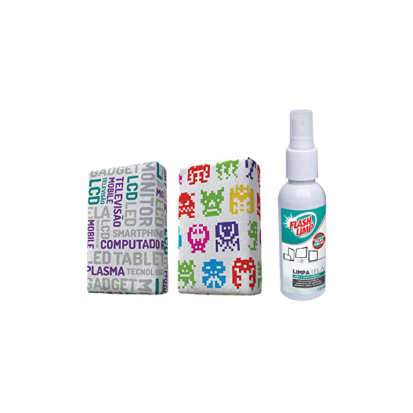 Flash Limp KIT0528 - Kit com 2 Esponjas Microfibra e 1 Limpa Telas Spray 120ml
