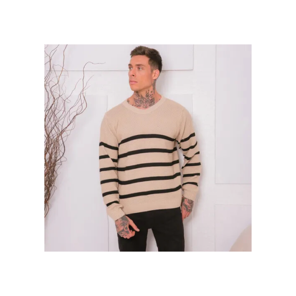 Suéter De Tricot Listra Masculino Manga Longa Outono Inverno