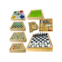 Jogo Tabuleiro 7 em 1 Xadrez Dama Jogo da Velha Ludo Trilha Dominó Resta 1