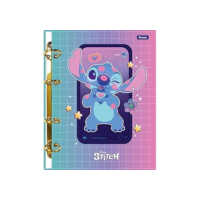 Caderno Argolado, Stitch, Sem Lombo, 120 Folhas, Foroni