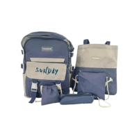 Conjunto Mochila Funcional De Viagem Escolar Azul Com 5 Peças 40cm