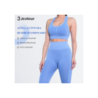 Jcolour Conjunto Esportivo Academia Feminina Top e Legging Cintura Alta Levanta Bumbum