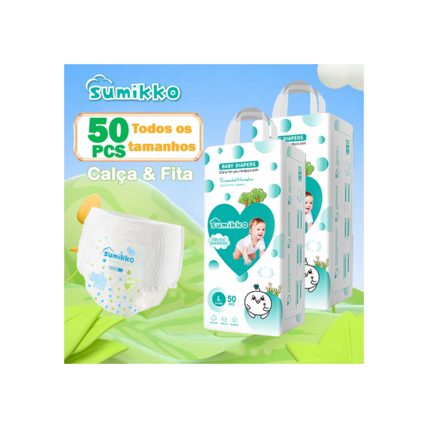 SUMIKKO 50 e 100 unidades Infantil Calça Fraldas Ajustável total max Baby P/M/G/XG/XXG/XXXG