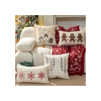 Fronha De Natal Com Zíper 45x45 Bordado Branco Árvores Capa De Almofada Decorativa Férias De Inverno Capas Decorações