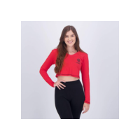 Camisa Flamengo Cropped Manga Longa Feminina - Vermelho