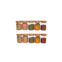 Kit 10 Potes De Vidro Condimentos 250ml Com Tampa De Bambu
