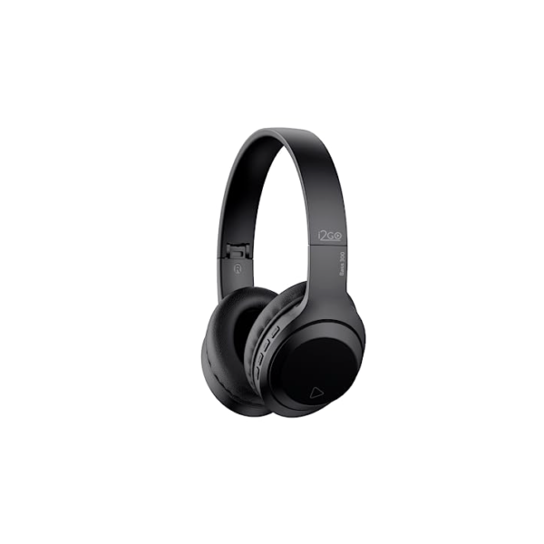 I2GO, Headphone Bass 300, Bluetooth, Microfone Integrado, Controle Multimídia, Até 10h de bateria, Tecnologia Dual Connect, Entrada cabo auxiliar P2 (incluso), Dobrável, Preto