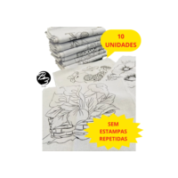 Kit 10 Pano de Prato Branco Riscado Para Pintura - Bainha Premium 100% Algodão 68X40