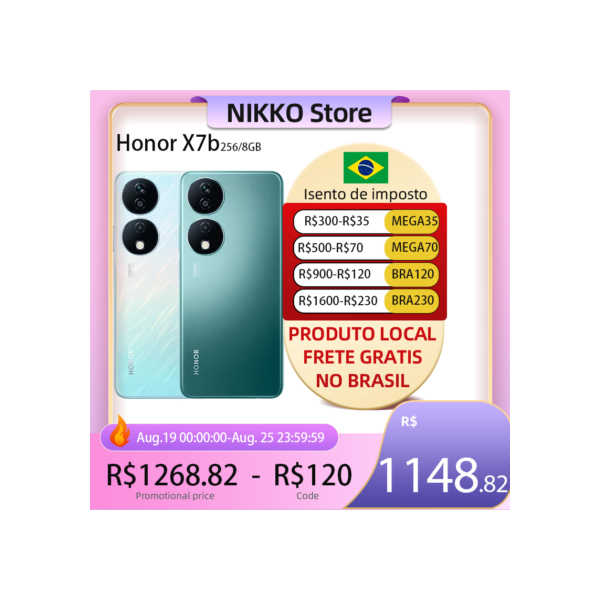 Honor X7b 4G 256GB ROM / 8GB RAM | Envio do Brasil | Smartphone 4G , Processador Snapdragon 680, Bateria 6000 mah