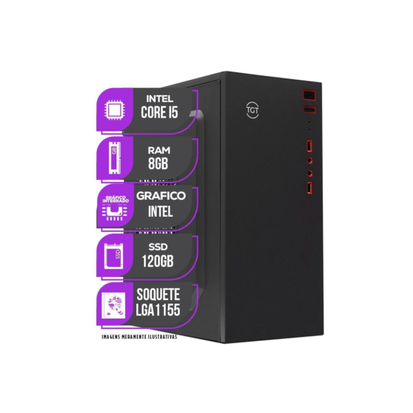 PC CPU Mancer, Intel Core I5, 8GB de memória ram, SSD 120GB