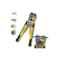 Alicate decapador descascador e crimpador de fios automático cor preto com amarelo It-Blue