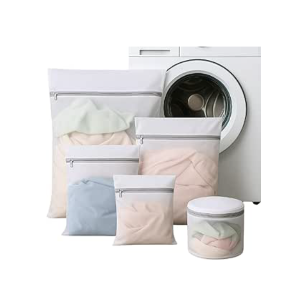 Kit 5 Sacos Protetores para Lavagem de Roupas Delicadas em Máquina de Lavar com Fechamento em Zíper Resistente