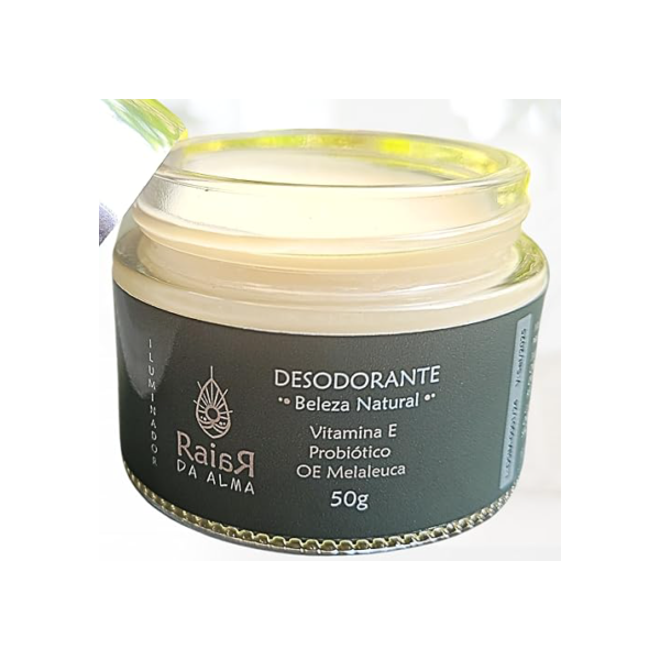 RAIAR DA ALMA Desodorante Natural - com Vitamina E, Probióticos, Melaleuca, Copaíba, Manteigas de Cupuaçu e Manga. Óleos de Alecrim e Capim Limão. Purifica, Nutre, Protege e Ilumina.