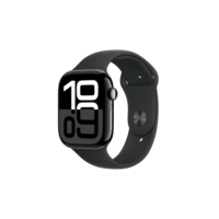 Apple Watch Series 10 GPS + Cellular • Caixa preta brilhante de alumínio – 46 mm • Pulseira esportiva preta – M/G