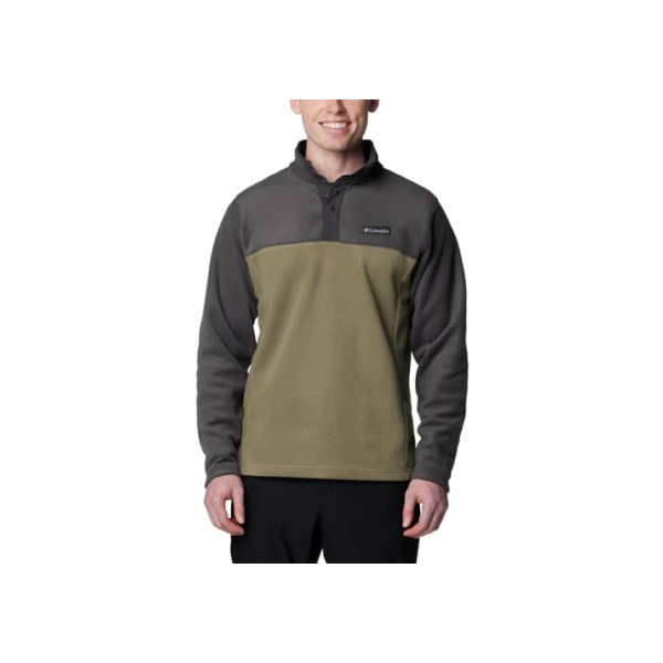 Columbia Jaqueta masculina Steens Mountain Half Snap, Pedra verde/tubarão, PP