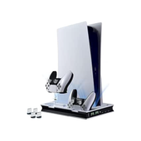 Suporte para PS5 com 2 Ventoinhas de Resfriamento, Estação de Resfriamento PS5 Suporte Vertical, Suporte PS5 com Ventosa, Suporte Multifuncional Cooler para PS5, Suporte para Controle PS5