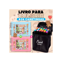 Livro de Colorir Boogie Goods Capa Dura ou Kit de 24 Canetinha + Caderno Bob Goods Bobbie Gud