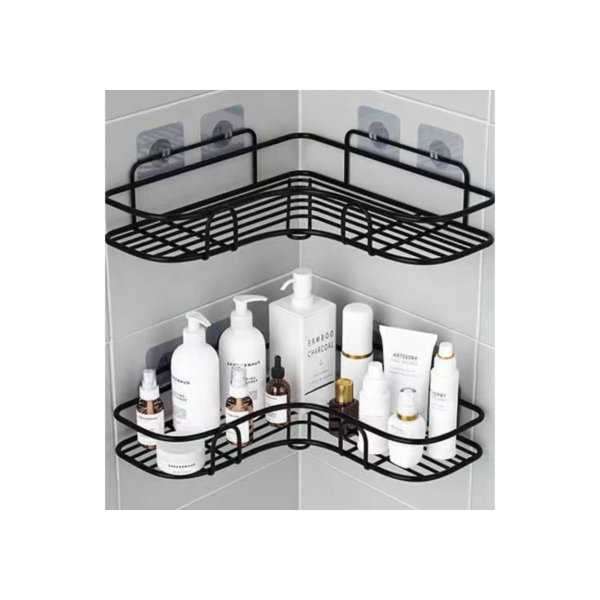 Kit Com 2 Suporte Organizador De Metal Para Banheiro Cozinha Prateleira Porta Shampoo