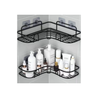 Kit Com 2 Suporte Organizador De Metal Para Banheiro Cozinha Prateleira Porta Shampoo