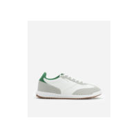 Tênis Esportivo Chuteira Retrô com Recortes Branco/Cinza/Verde
