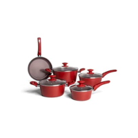 Jogo de Panelas 5 Peças Ceramic Life Optima com Fundo de Indução Brinox - Vermelho Carmin